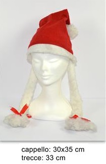 CAPPELLO BABBO NATALE CON TRECCE